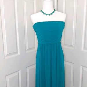 Women's strapless Teal West Kei cotton maxi